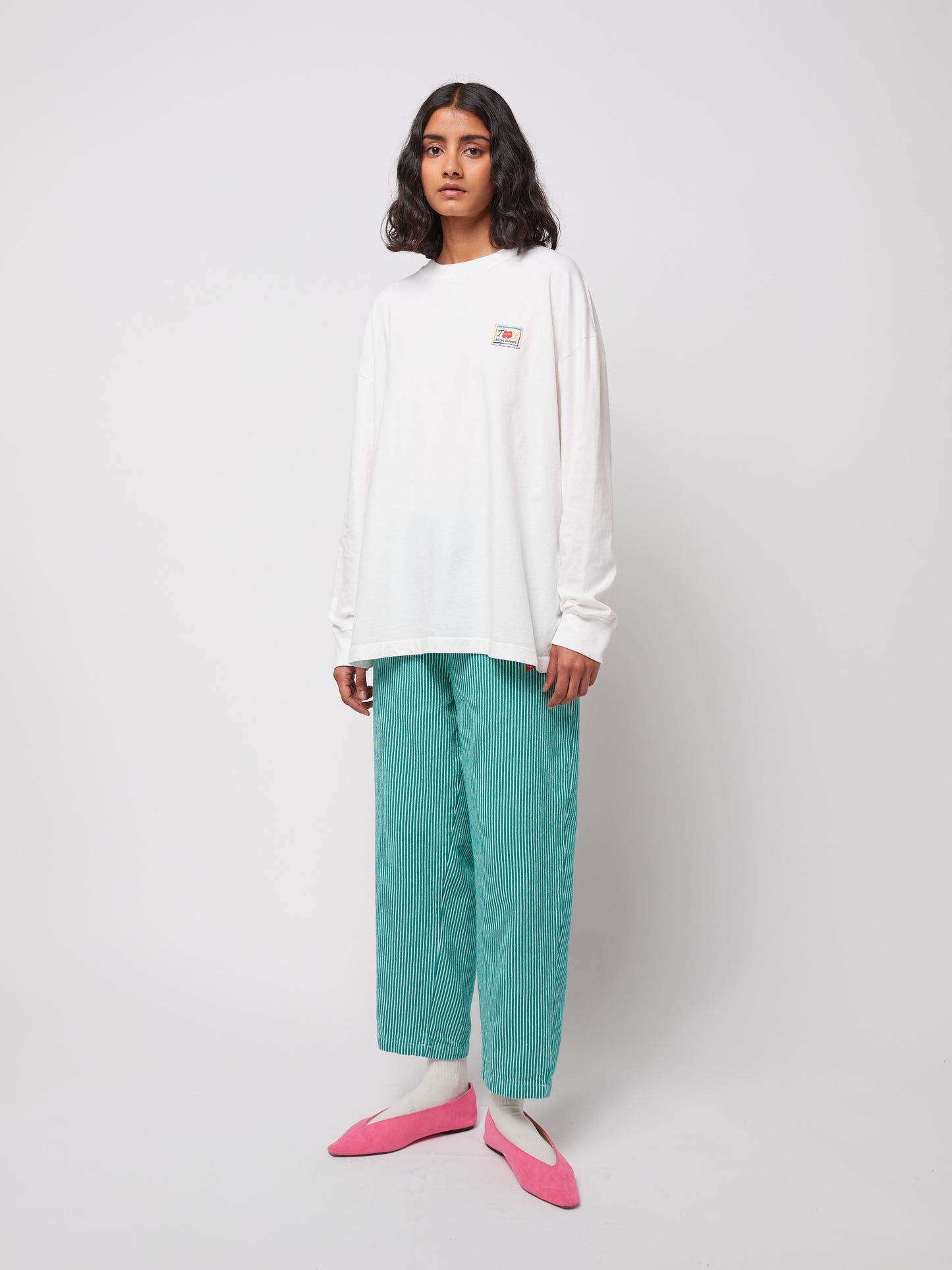 STRIPPED GREEN COCOON PANTS