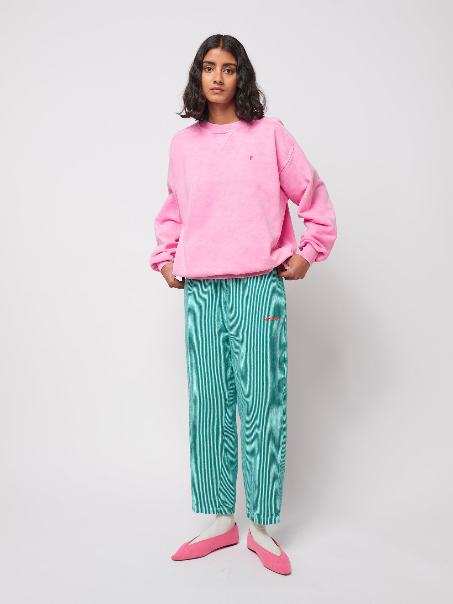 STRIPPED GREEN COCOON PANTS