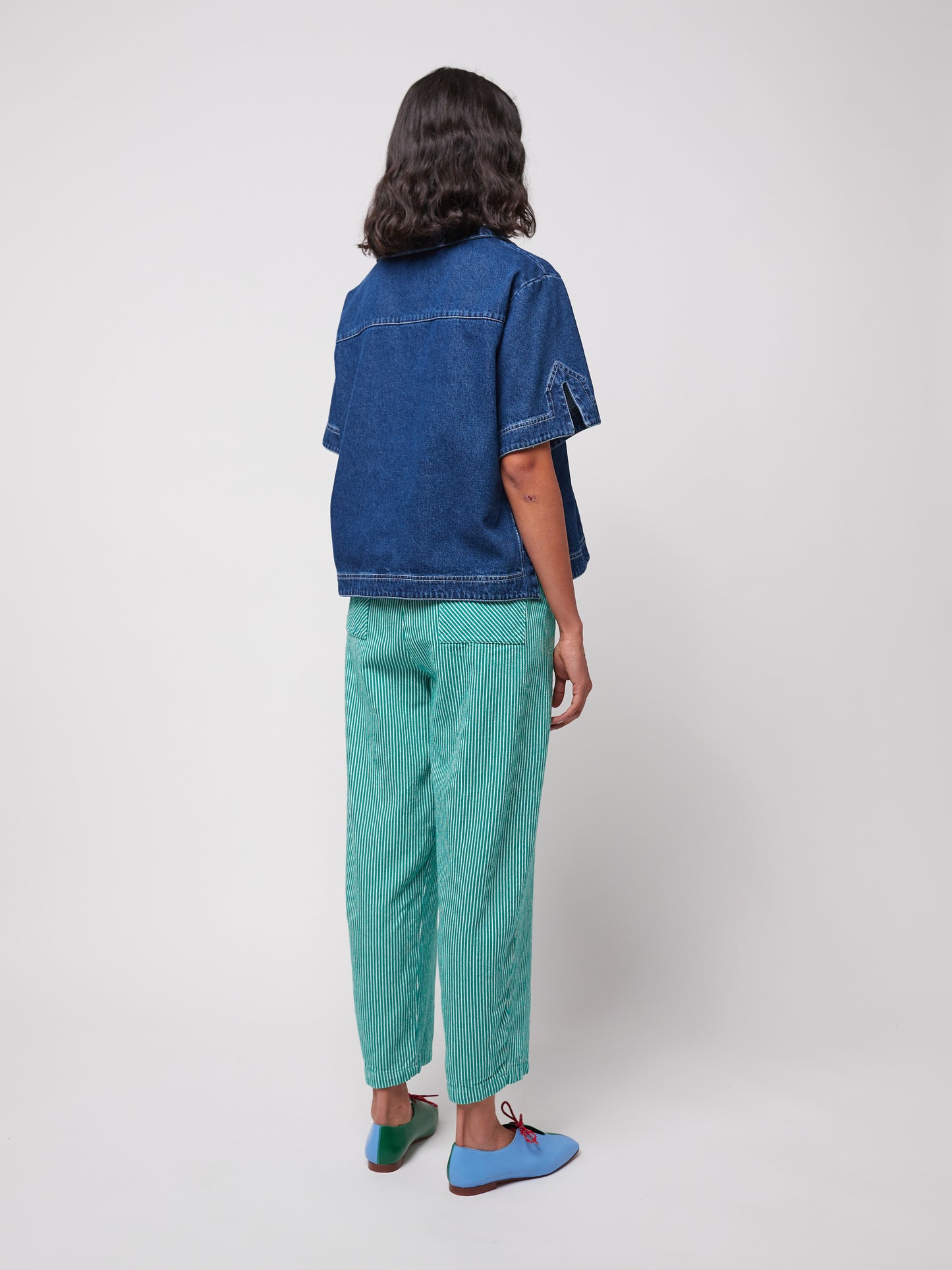 STRIPPED GREEN COCOON PANTS
