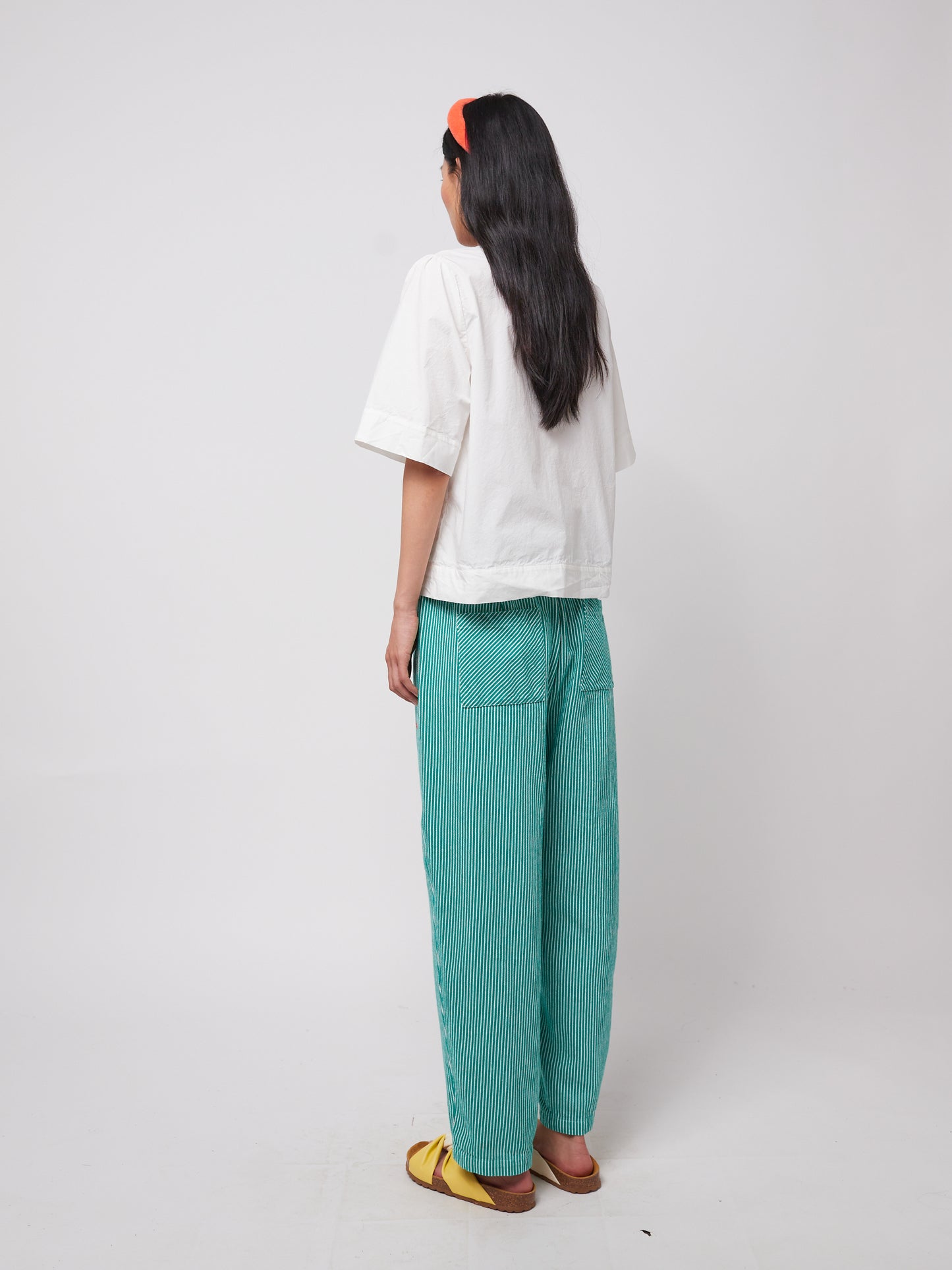 STRIPPED GREEN COCOON PANTS