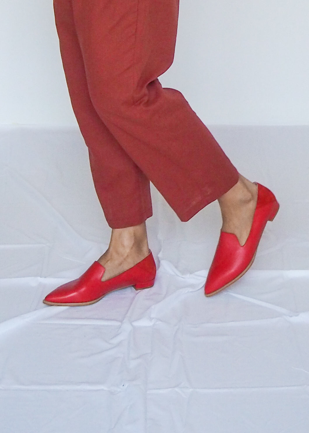 Red sales pointed loafers