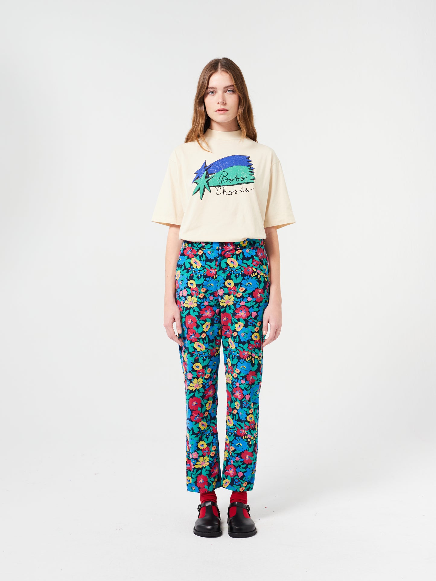 FLORAL MICRO CORDUROY PANTS