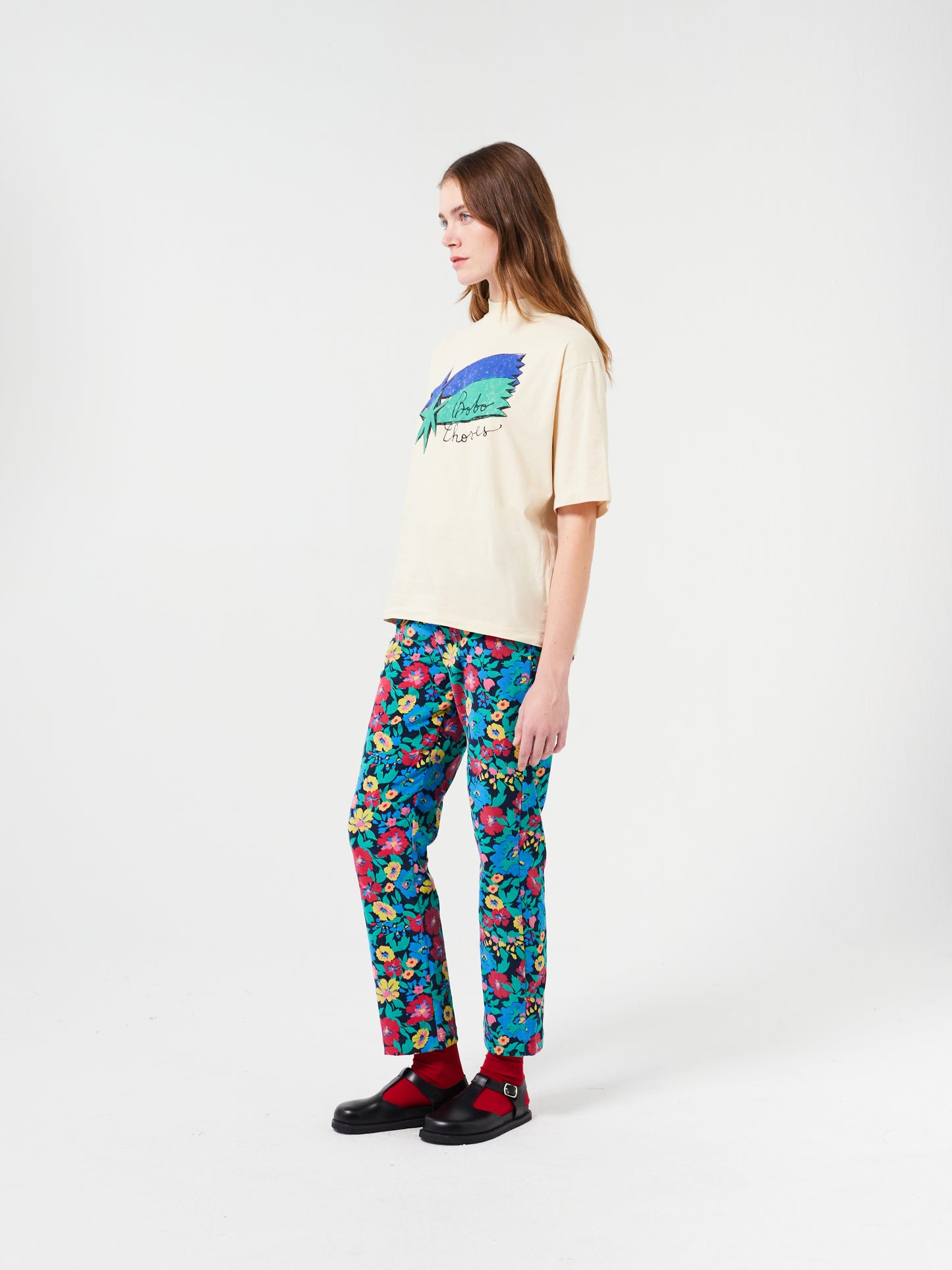 FLORAL MICRO CORDUROY PANTS