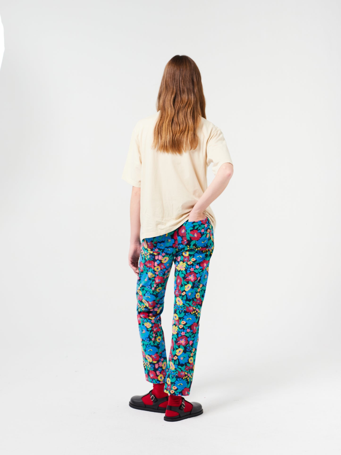 FLORAL MICRO CORDUROY PANTS