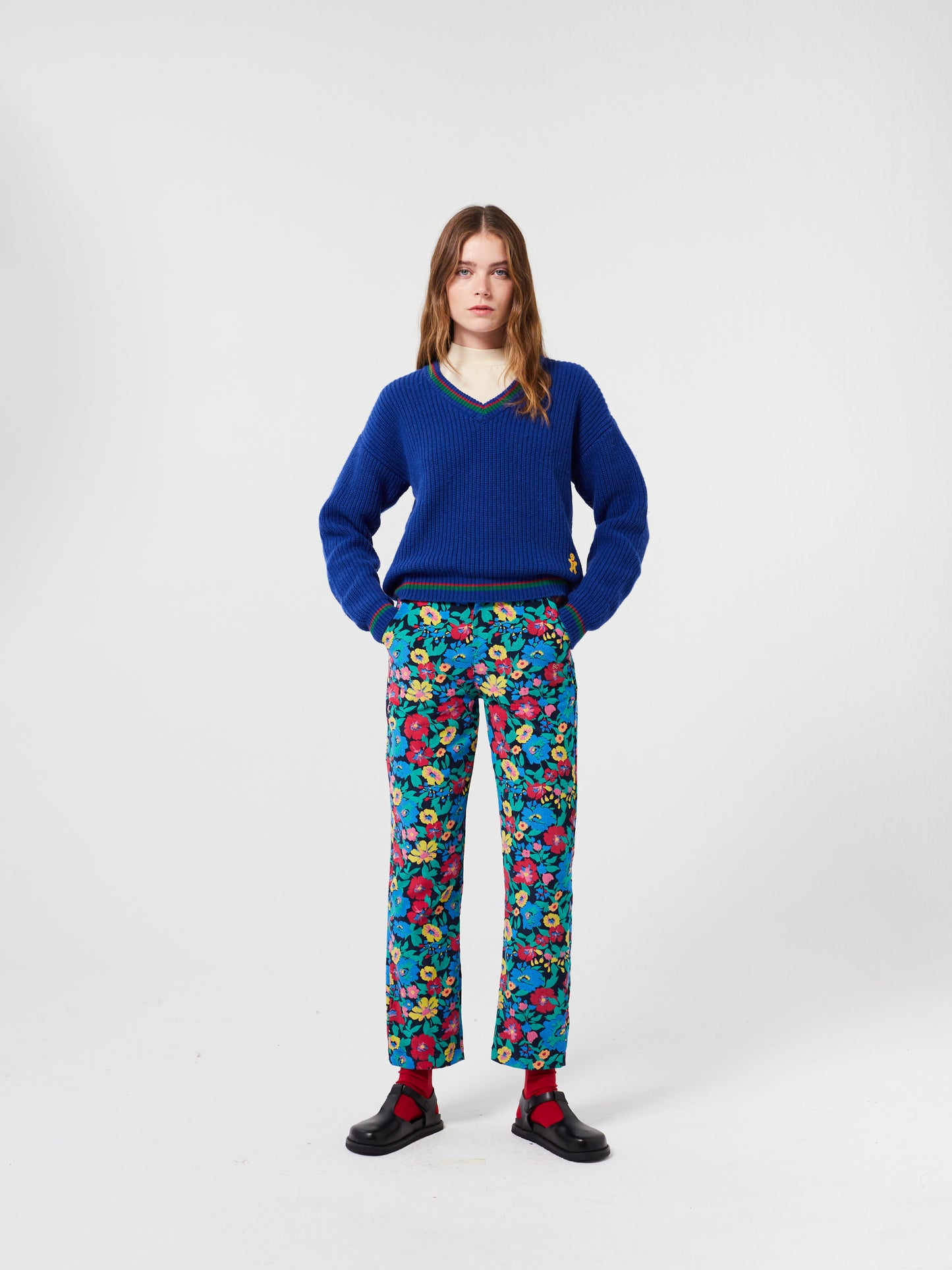 FLORAL MICRO CORDUROY PANTS