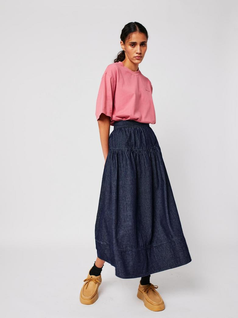 Denim stripe skirt