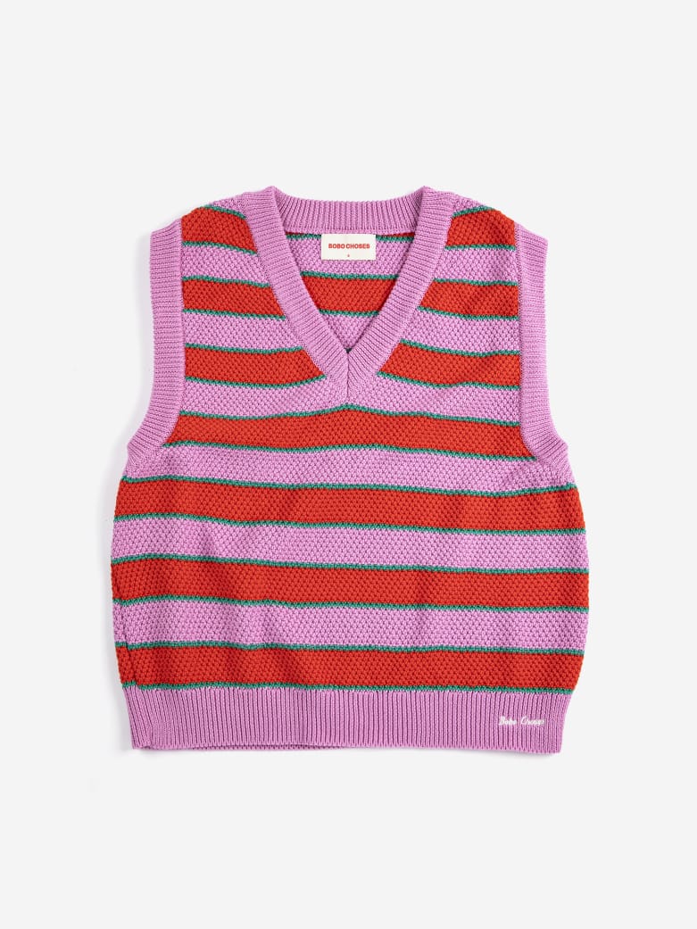 Striped V-neck vest