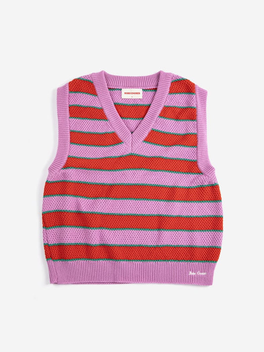 Striped V-neck vest