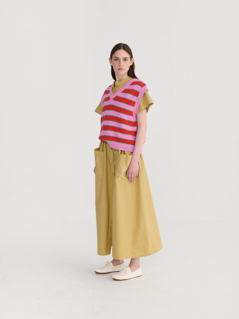 Striped V-neck vest